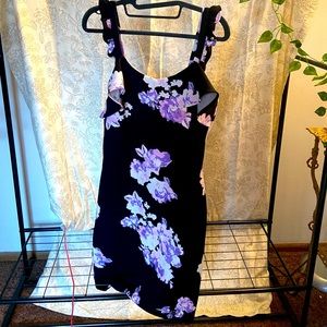 Black floral mini dress, semi formal